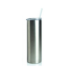 Straight Skinny Tumbler W/Sliding Lid & Straw. 15, 20 & 30oz
