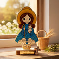 Virgen de La Divina Pastora en Madera con detalles en resina